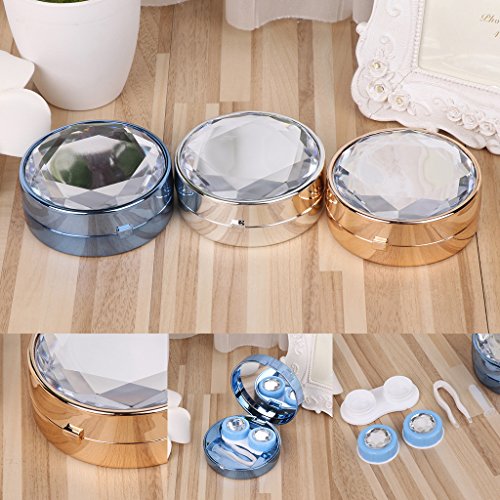 Sarora Mini Contact Lenses Box - Diamond Exquisite Contact Lens Travel Kit Case with Mirror for Home and Travel (Gold) - Thumbnail 2
