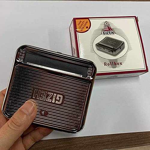 Automatic Rolling Box, Zooqi Cigarette Rolling Machine Portable Metal Box, Pocket Size Compact Weed Box for Rolling Tobacco, Smoking Roller and Storage Case (Silver)