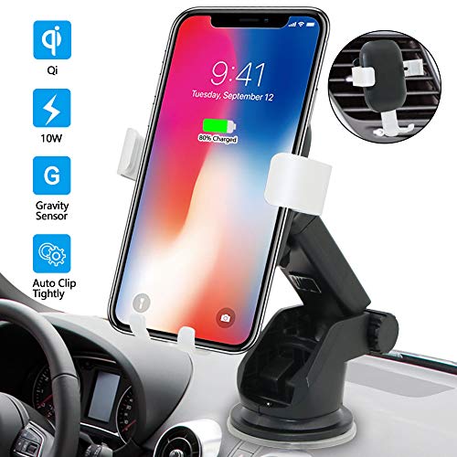 Wireless Charger Car Mount BENEWEAR Phone Holder for Airvent Windshield Dashboard QI Fast Charge Compatible with Samsung Galaxy S10 S9 S8 S7 Edge Note 8 5 + iPhone X Xs Max 8 Plus (2018 Version)