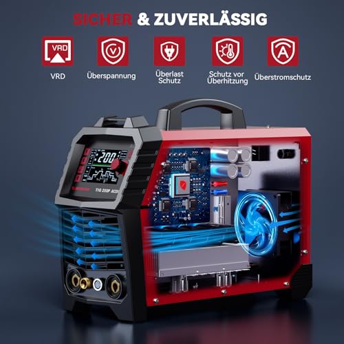 ARCCAPTAIN TIG Welding Machine 200Amp AC/DC with Pulse Function 230V, 99% DARCH ARC Patent Welding Aluminum, MMA, IGBT