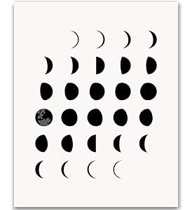 Moon Phases Wall Art Moon Poster Moon Phase Art Moon Phases Astronomy Poster Moon Phases Poster Moon Print Scandinavian Nursery Nursery Decor Black and White Art Print 8x10