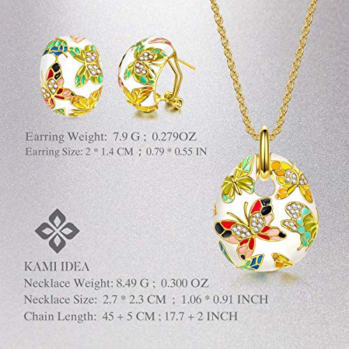 Kami Idea Donna Set di Gioielli Collana Orecchini Primavera di Versailles Smalto a Farfalla Cristalli di Preciosa Regali per Le Madri Gioielli per Compleanno Anniversario San Valentino Moglie Nonna