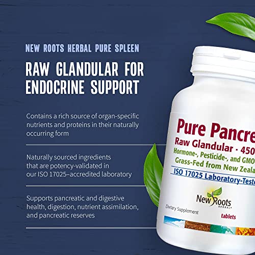 New Roots Herbal Pure Pancreas (30 Tablets) Raw Glandular · 450 mg
