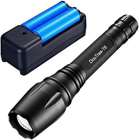 LED Flashlight With Battery and Charger, DOUMI 2018 Water Resistant 18650 Torch Tactical Flashlight