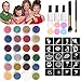 30 Colors Glitter Tattoos Kit-Birthday Gifts for Girls Age 3 4 5 6 7 8 9 Year Old Christmas Gifts Temporary Body Glitter Face Paint 118 Sheets Stencils 3 Glue 2 Brushes
