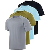 Real Essentials 4 Pack: Mens Short Sleeve Rash Guard Shirt Quick Dry UPF 50+ Sun Protection Swim (Available in Big & Tall)