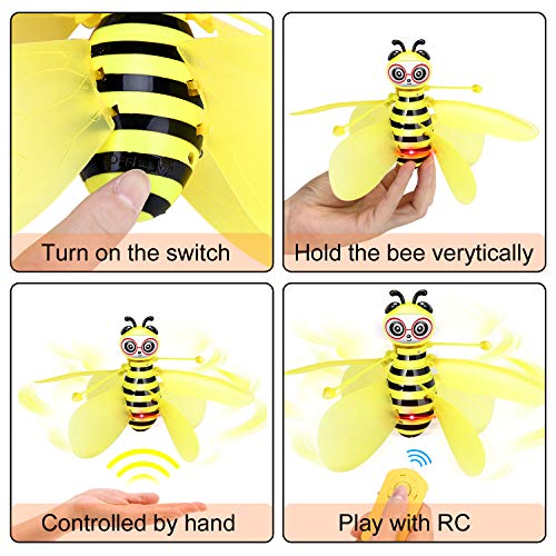 Auryee Flying Ball Bee Toys,RC Infrared Induction Drone Helicopter with Shinning LED Light Hand-Controlled Flying Kids Toy for Age 3 4,5,6,7,8,9,10+Year Old Kid,Boys,Girls,Child Toy for Outdoor Indoor - Thumbnail 3