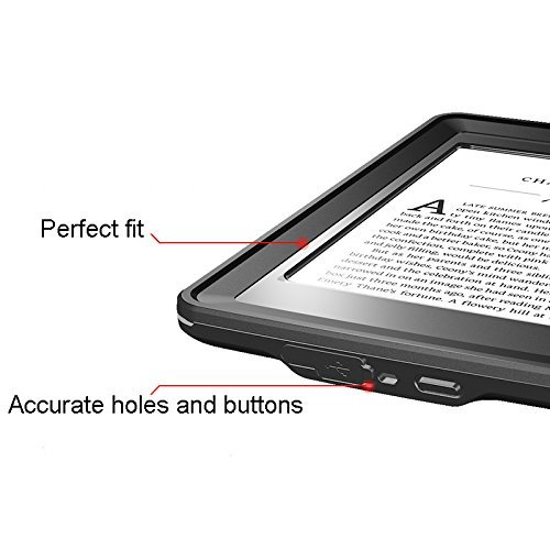 E-Reader Case, iThrough Paperwhite Waterproof Case, Underwater Protective i-Book Transparent Case, Dustproof Snowproof Shockproof Full Sealed Sleek Case with Screen Protector for Paperwhite (Black)