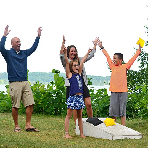 Cornhole Bags Weather Resistant Cornhole Bean Bags Duckcloth Canvas Corn Filled Double Stitched Corn Hole Bean Bags Portable Tote Bag Regulation Cornhole Bags Kid Tossing Tournament (Black And Yellow)