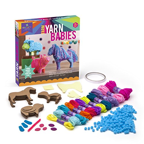 51w7n%2BGR3FL - Craft-tastic - Farm Yarn Babies Kit - Craft Kit Makes 3 Yarn-Wrapped Animals - Foal, Lamb &amp; Piglet