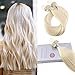 Moresoo 24 Inch Platinum Blonde Hair Extensions Micro Beads Human Hair Micro Loop Ring Human Hair Extensions Platinum Blonde #60 Real Human Hair Extensions 50g 50 Strands