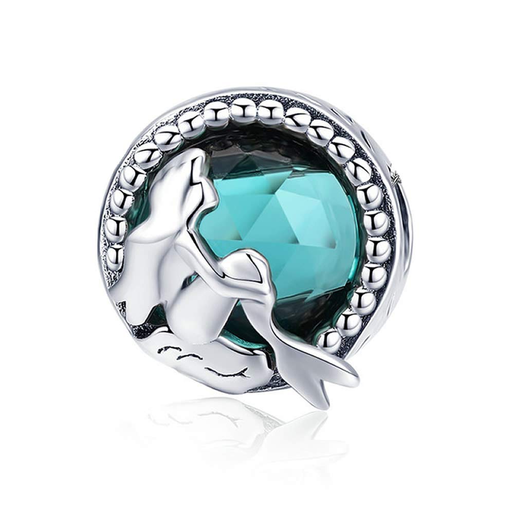 Bijoux Blu Mermaid Underwater 925 Sterling Silver Mermaid's Missing Round Charms Beads fit Women Bracelets Necklaces DIY Jewellery Making