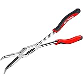 BILITOOLS 13" Long Reach 45&deg; Bent Nose Pliers, Double Joint | Angled Needle Nose Pliers With Serrated Jaws For Gripping, Bending And Tight Space Access