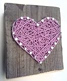 Sweet and small wooden lavender string art heart block - A unique gift for Mother's Day, Weddings, Anniversaries, Birthdays, Valentine's Day, Christmas, new baby girls and just because.