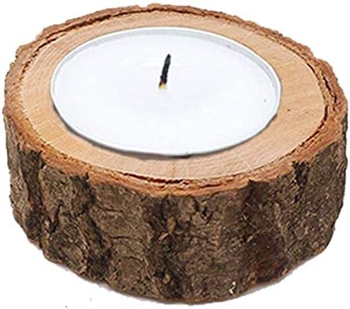 Yikko Wooden Candleholder Set, Votive Tealight Holder for Wedding Centerpieces for Table Halloween, Brown, 2.36Wx0.98H - Image 4