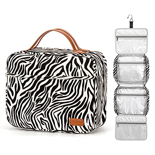 Bosidu Hanging Travel Toiletry Bag,Large Capacity Cosmetic Travel Toiletry Organizer for Women with 4 Compartments & 1 Sturdy Hook,Perfect for Travel/Daily Use/Christmas