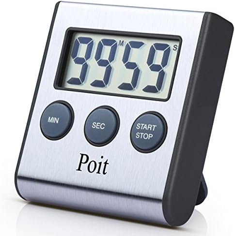Poit Stainless Steel Digital Cooking Kitchen Timer with Super Strong Magnetic Back and Retractable Stand - Upgrade Release