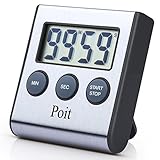 Poit Stainless Steel Digital Cooking Kitchen Timer with Super Strong Magnetic Back and Retractable Stand - Upgrade Release