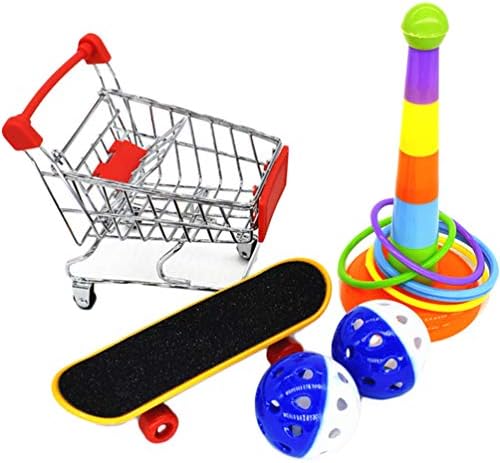 Popetpop バードトイ インコ玩具 鳥のおもちゃ小型 ショッピングカートスケートボードリング 咀嚼玩具 知育