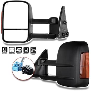ECCPP Towing Mirrors Pair Set Replacement fit for 2003-06 Chevy Silverado 1500 2500 HD 3500 Suburban 1500 2500 Tahoe GMC Sierra Yukon Power Heated Signal Black Manual Telescoping Side View Mirror