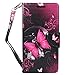 ZASE Compatible with Samsung J7 V, Galaxy J7 Prime, J7 Perx J7 Sky Pro Wallet Pouch Folio PU Leather Case w/[Kickstand] Card Slot For Galaxy J7 (2017), J7V, J7 Perx, J7 Sky (Hot Pink Butterfly Flower)