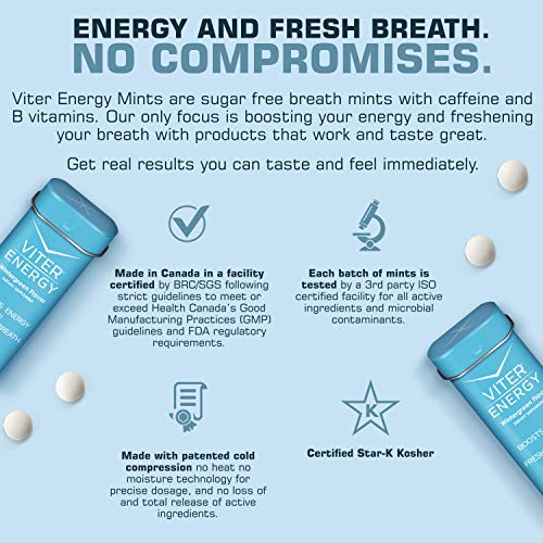 Caffeine Mints 40mg Caffeine & BVitamin Complex Per Mint. Sugar Free