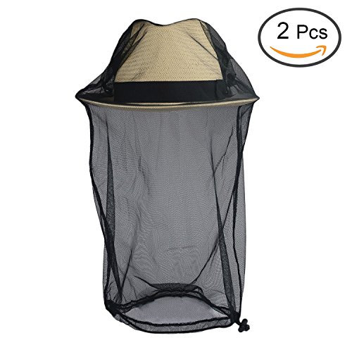 Flammi 2 Pack Mosquito Head Net Face Neck Protection from Insects Bugs Bees Flies for Hiking Fishing Camping Gardening (Black/Large)
