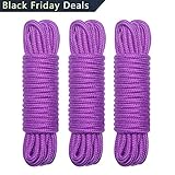 BONTIME All-Purpose Soft Cotton Rope - 32 Feet Length,1/3-Inch Diameter (Purple,Pack of 3)