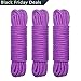 BONTIME All-Purpose Soft Cotton Rope - 32 Feet Length,1/3-Inch Diameter (Purple,Pack of 3)