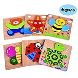 Yostyle Wooden Jigsaw Puzzles, [6 Pack] Animal Puzzles for Toddlers Baby Kids 1 2 3 Years Old Educational Toys Gifts for Boys and Girls