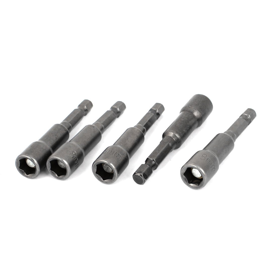 uxcell a14121800ux0056 1/4" Shank 8mm 5/16" Hex Magnetic Nut Socket Driver Bit Adapter (5 Piece)