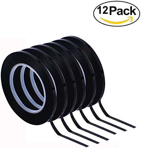 12 Pack Black Whiteboard Tape 3mm width Graphic Tape Charts Tapes Gridding Marking Tape Self Adhesive，180ft each roll