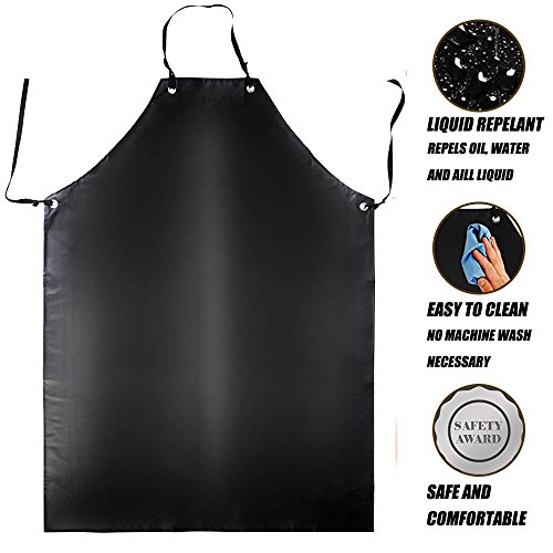 Waterproof Rubber Vinyl Apron 40" Extra Long Black Dishwashing Apron