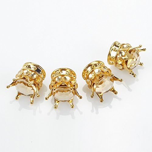 TASIRO 1 Row Pure Handmade Bling Bling Crystal Rhinestones Chrome Crown Tire Valve Stem Caps for Car and Motorcycle Gold/light gold