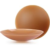 Niidor Nipple Covers for Women - Reusable Sticky Silicone Pasties Pasty Seamless - Adhesive Breast Petals - Original Circle Small Latte