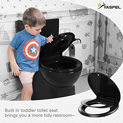 YASFEL Black Toilet Seat with Toddler Toilet Seat Built in, Potty