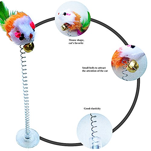 Retractable Cat Toys, 1 Pieces funny cat stick Including Cat Teaser Wand Interactive Feather Toy Fluffy Mouse Balls Catnip for Cats Kitten