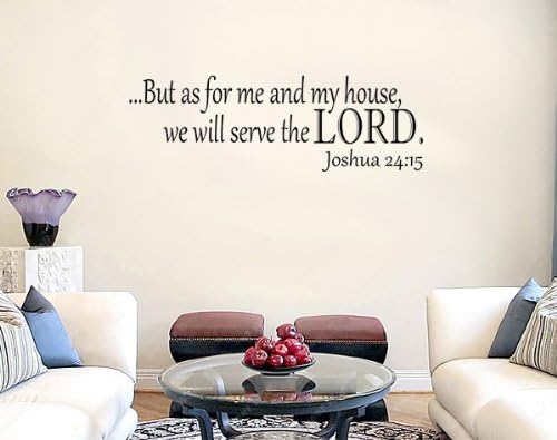 Imprinted Designs Joshua 24:15 KJV Bible Verse Vinyl Wall Decal Sticker Art (10" X 42, Black)