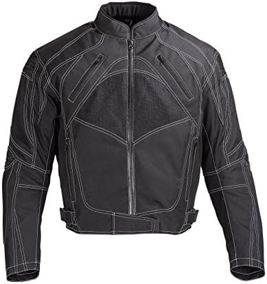 Men Motorcycle Textile Jacket with CE Protection Black MBJ060 (4XL)
