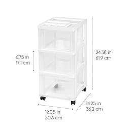 IRIS USA Plastic Drawer Storage Organizer Rolling