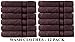 Cotton Craft - 12 Pack - Ultra Soft Extra Large Wash Cloths 12x12 Chocolate - 100% Pure Ringspun Cotton - Luxurious Rayon trim - Ideal for Daily Use - Each Towel Weighs 2 Ounces