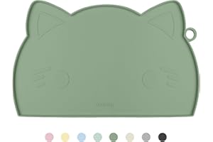 Coomazy Avocado Non-Slip Cat & Dog Feeding Mat - Thicker Silicone Mat with Raised Edge for Food & Water