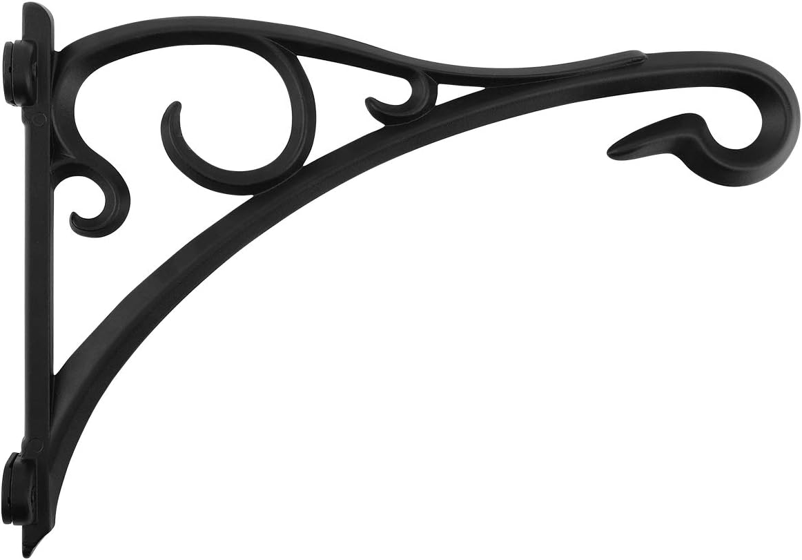 Lewondr Wall Hanging Plant Bracket, 13 Inch Retro Outdoor Indoor Garden Hook Décor Wrought Alloy Decorative Plant Brackets with Screws for Balcony Bird Feeder Wind Chime Lantern, Cloud - Black
