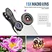 Phone Camera Lens,Hizek 0.36X Super Wide Angle Lens+15X Macro Lens+230°Fisheye Lens 3 in 1 HD Cell Phone Camera Lens Kit for iPhone X/8/8Plus/7/7 Plus /6s/6/5, Samsung and Most Smartphones