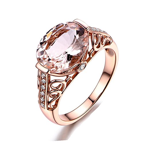 Wedding Engagement Rings for Women Girls Cuekondy Gemstone Rose Gold Band Anniversary Ring Jewelry Gift Size 6-10 (Rose Gold, 7)