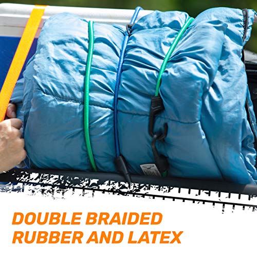 RoofPax Heavy Duty Bungee Cord 28pc Assortment | 3.5mm steel core hooks | UV resistant | Free Easy Drawstring Organizer Bag | Ball Bungees | Canopy Ties & Free Tarp Clips | Superior Quality Bundle