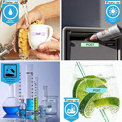 Freshworld Compatible Tape Replacement for Brother P Touch TZ 12mm 0.47Inch Laminated Label Maker Tape (Clear/Purple/Blue/Pink/Lemon yellow/Mint green), for P-Touch PT D210 H110 D600 1230PC 1280,6Pack