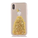 Urberry iPhone X Case, iPhone X Bling Case, Wedding Girl Design Shock-proof Case for iPhone X with a Free Screen Protector (Gold)