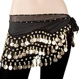 TopTie Gold Coins Belly Dance Hip Scarf, Wholesale Dance Belt & Gypsy Bracelet