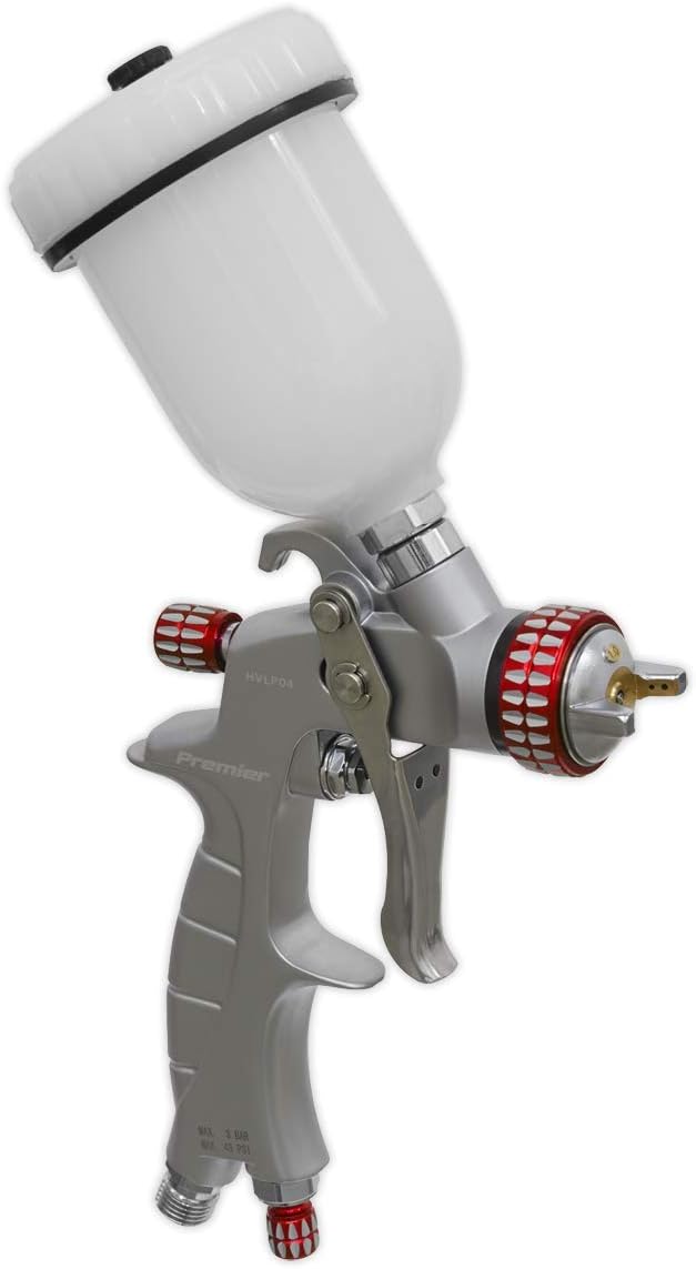 Sealey HVLP04 HVLP Gravity Feed Touch-Up Spray Gun 1mm Set-Up, Silver - Image 3